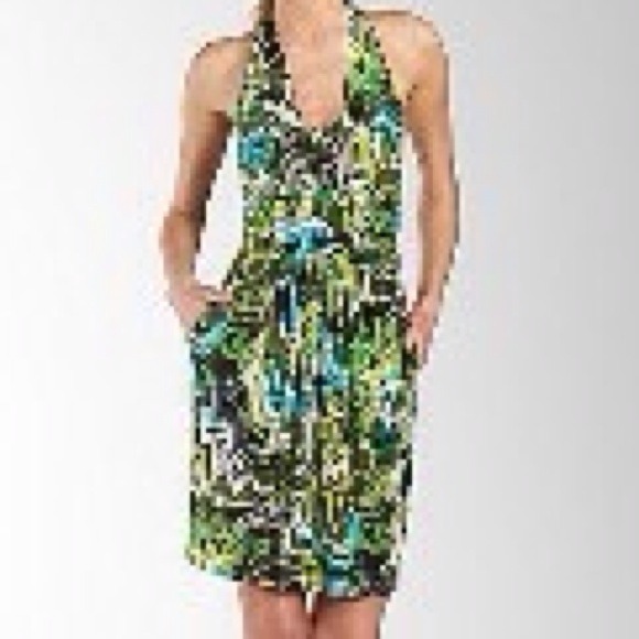 Draped halter dress.