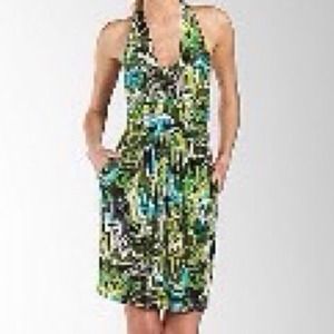 Draped halter dress.