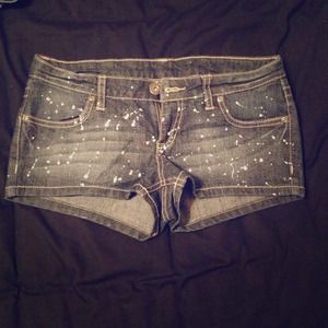 Paint splattered denim shorts