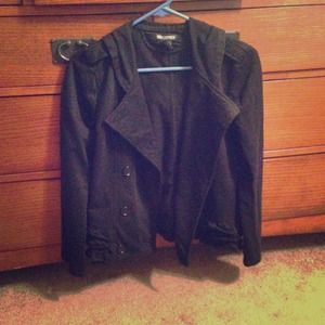 Ruffled black button up jacket