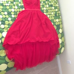 Bright red gown for wedding & formal events.