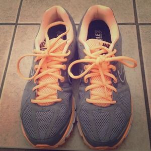 Nike orange and grey running shoes