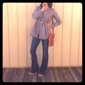 Gray tunic from Anthropologie.