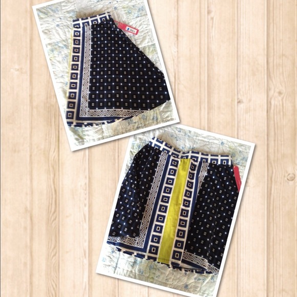 BNWT mini cotton skirt! Blues, lime green & white