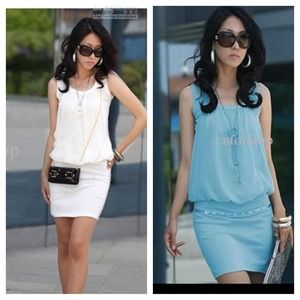 Crew neck chiffon dress!! last one only in blue