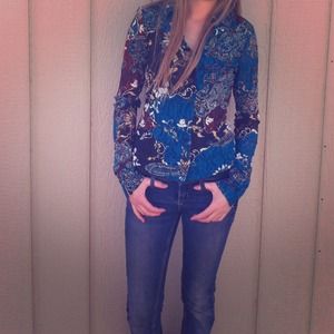 Teal & brown lacy blouse by I.N.C