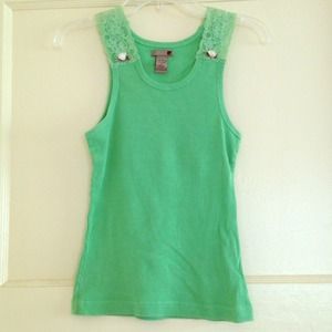 NWOT Green lace flower tank
