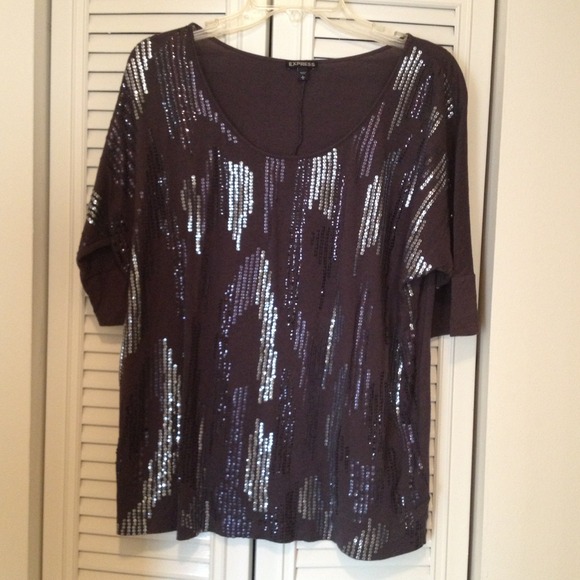🔲SOLD🔲 Express Dark Grey Sequin Top