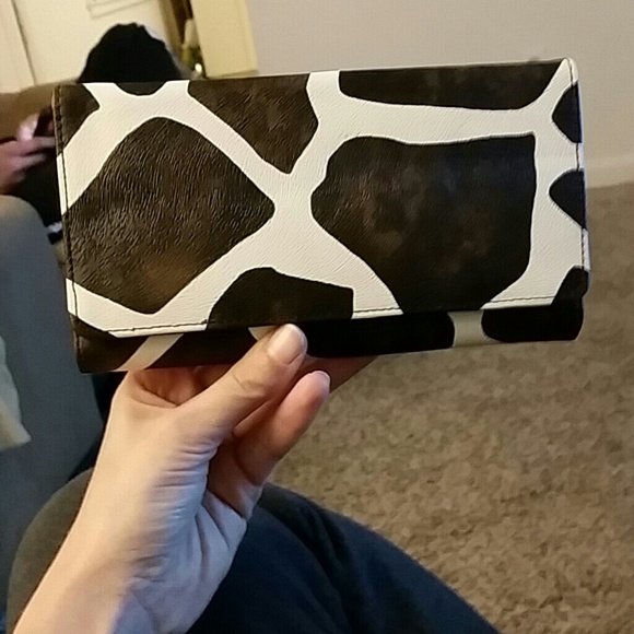 Brown and white wallet
