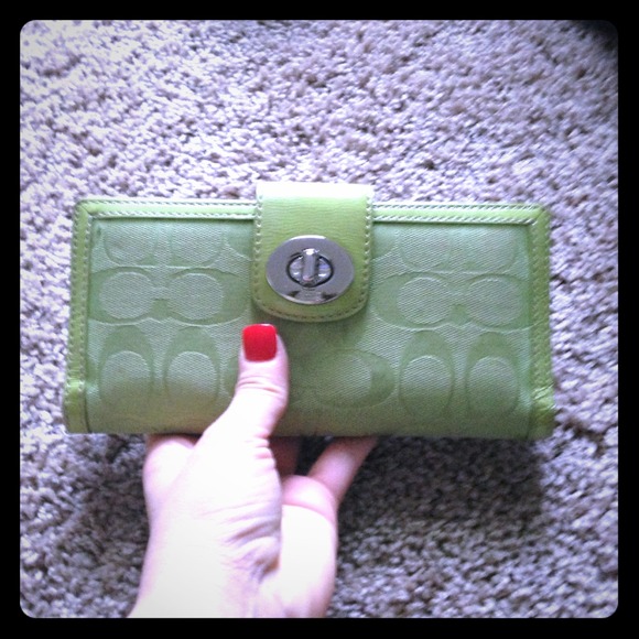Authentic Green Coach Turn lock wallet