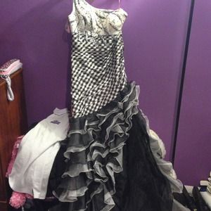 Black & white prom/ball dress worn one time only
