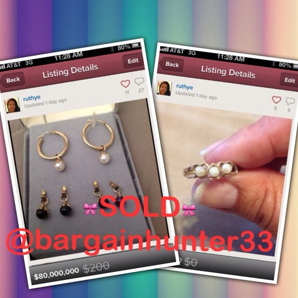 🎀SOLD🎀. 14k earring set and three pearl ring 10K