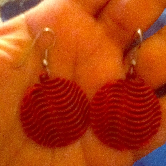Red and black circle earrings