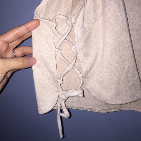 Suede Lace-up Crop Top - Picture 2 of 3
