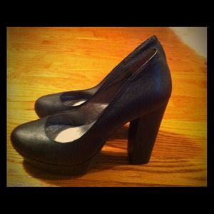 Black leather heels size 9