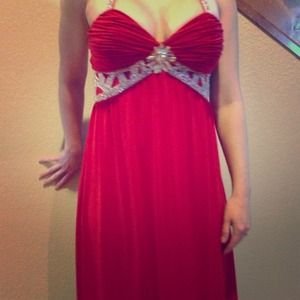 Jaoz Couture red evening gown