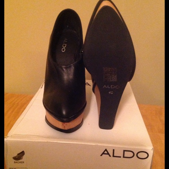 Leather platform wedges