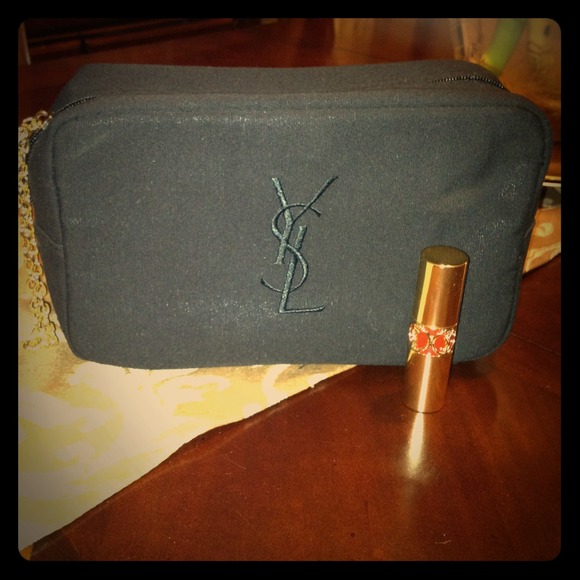Yves Saint Laurent cosmetic bag black.