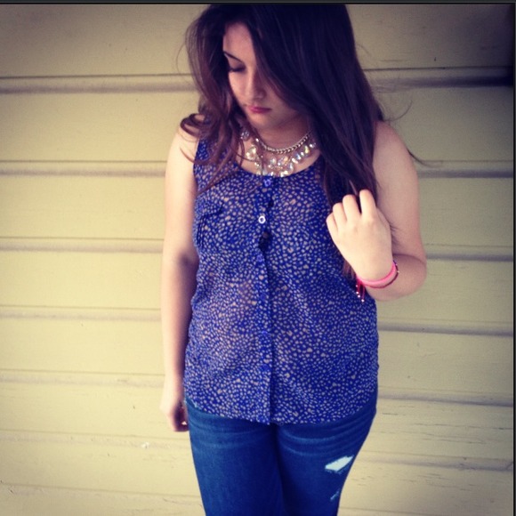 Blue tank blouse