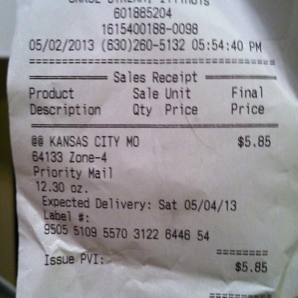 Shipping Reciept