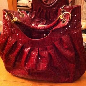 RESERVED Large crimson and gold handbag