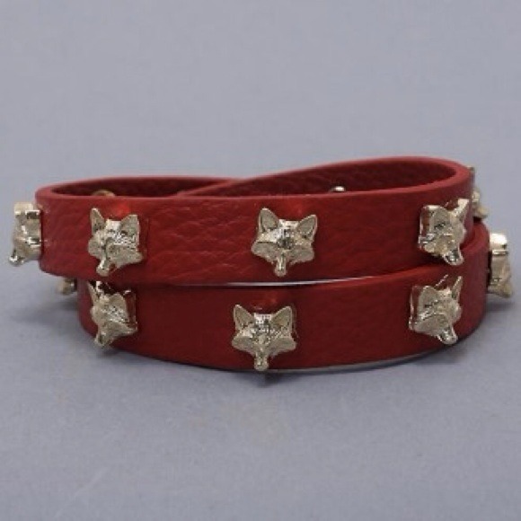 Fox studded leather bracelet ( both 2pcs)