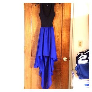Black & Blue Hi Low Cut Out Dress