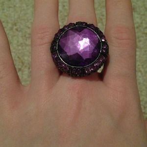 Large Purple Jeweled Stretch Band Ring
