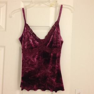 Burgundy spaghetti strap and lace top