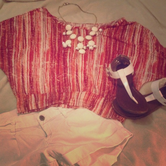 Warm colors orange, red,  and burgundy top