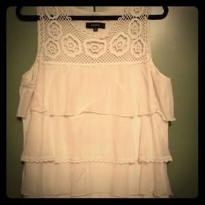 White ruffled top, with crocheted edges
