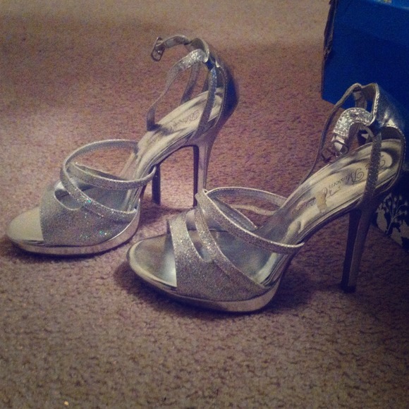 Silver with glitter prom heels