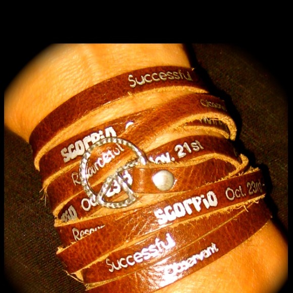 Horoscope wrap leather bracelet