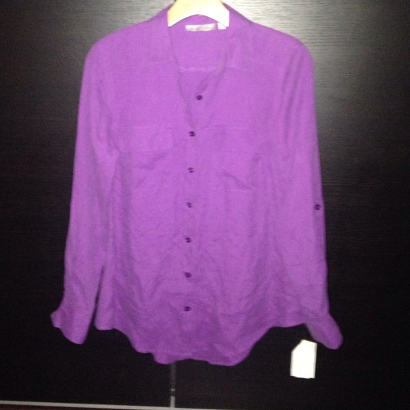 NWT 100% Silk Button Down Shirt - Picture 2 of 4