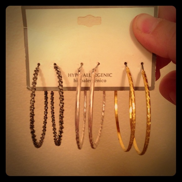 3 pairs of hoop earrings