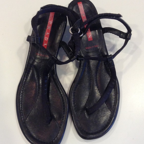 Authentic Prada Black Sandals, Size 38 1/2