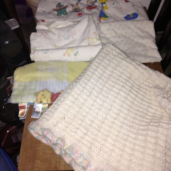 Receiving blankets and crochet blanket