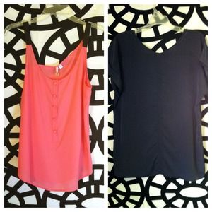 Bundle - Pink Sheer Tank and Grey Blouse