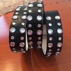 Studded Rhinestone Leather Belt