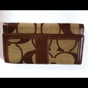 Coach Tan with Brown Signature Cs Leather Trim