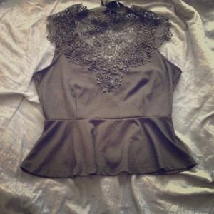 Black lace peplum top ❤HOLD❤