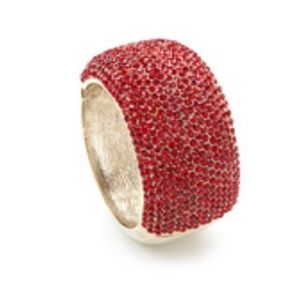 Red stones gold bracelet w magnet closure