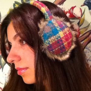 Multi-colored plaid earmuffs