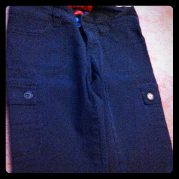 Black denim cargo work pants
