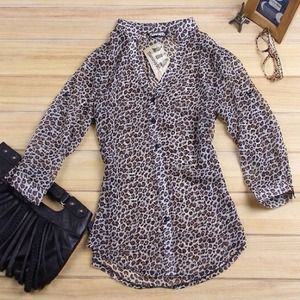 NEW Leopard Cheetah chiffon blouse