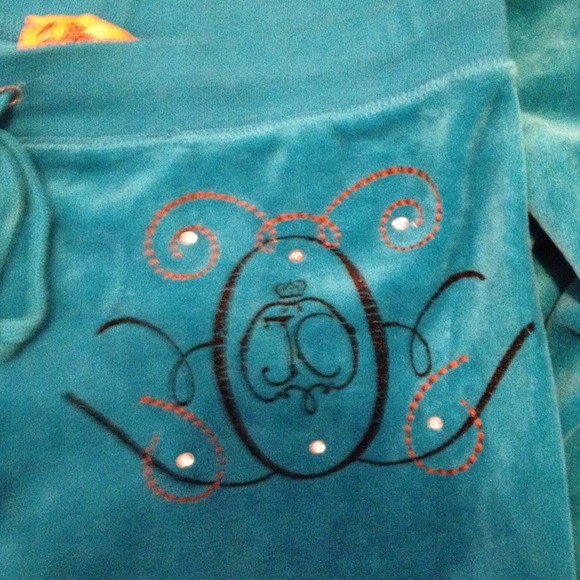 Turquoise Velour Juicy Couture Track Suit - Picture 2 of 4