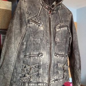 *Price reduced!* Leather Jacket stonewashed gray