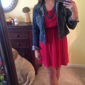 **** SOLD ****  Red boat neck dress