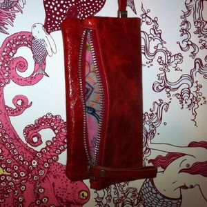 Red leather wallet/clutch.