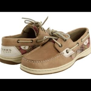 ✨DISCOUNTED!!✨ Bluefish Linen/Olive Plaid Sperrys!